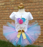 Unicorn Tutu Set - Unicorn Costume -  Birthday Outfit - Unicorn Shirt -   Birthday Outfit -  Rainbow Pastel Birthday Shirt