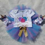 Unicorn Tutu Set - Unicorn Costume -  Birthday Outfit - Unicorn Shirt -   Birthday Outfit -  Rainbow Pastel Birthday Shirt