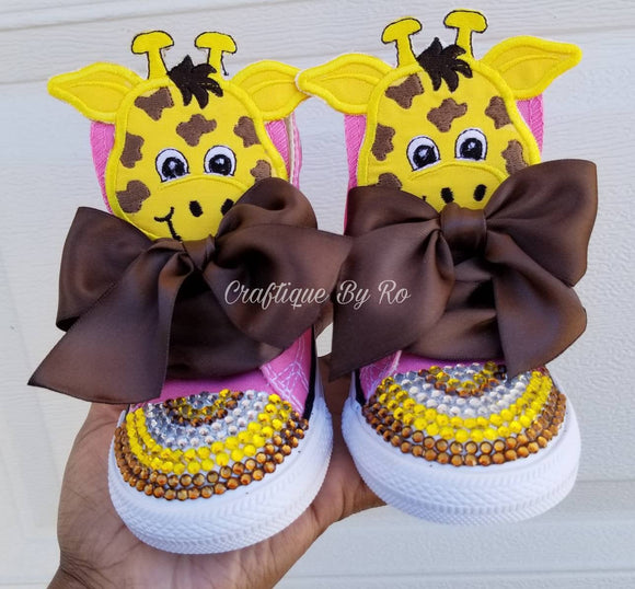 Giraffe Birthday Bling Shoes - Birthday Outfit - Custom Shoes