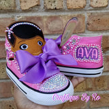 Custom Doc Birthday Bling Shoes - Birthday Outfit - Custom Shoes - Doc McStuffins Inspired