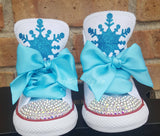 Ice Princess Bling Shoes - Birthday Outfit - Custom Shoes -Elsa Inspired - Anna Blng Converse