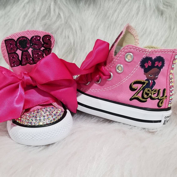 Office Baby Pink and Gold Birthday Bling Shoes - Birthday Outfit - Custom Shoes