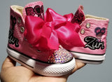 Office Baby Pink and Silver Birthday Bling Shoes - Birthday Outfit - Custom Shoes