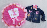 I'm A Star Birthday Outfit - Star Birthday Outfit  - Denim Birthday Tutu - Pink and Gold  Birthday Tutu - Twinkle Twinkle