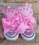 Pig Birthday Bling Shoes - Birthday Outfit - Custom Shoes - Animal - Blng Converse