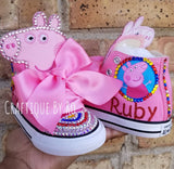 Pig Birthday Bling Shoes - Birthday Outfit - Custom Shoes - Animal - Blng Converse