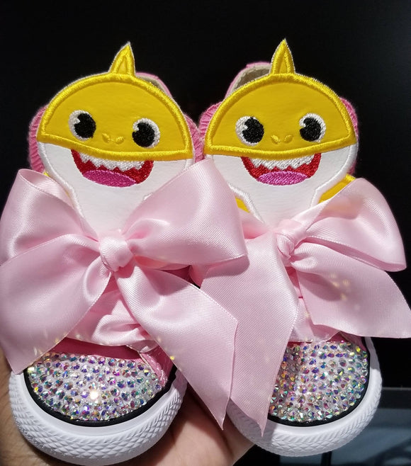 Yellow Shark Birthday Bling Shoes - Birthday Outfit - Custom Shoes -  Inspired