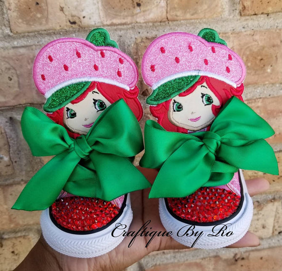 Strawberry Bling Shoes - Birthday Outfit - Custom Shoes - Shortcake Inspired