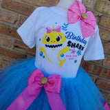 Yellow SHARK Baby Birthday Outfit - First Birthday Outfit  - BABY Birthday Tutu - Shark Birthday Tutu -  Shark Shirt - Shark Outfit
