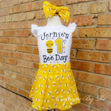 Bee Day Birthday Girl Outfit - Bee Birthday Skirt Set