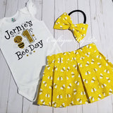 Bee Day Birthday Girl Outfit - Bee Birthday Skirt Set