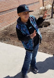 Panther Bomber Jacket - Black and Blue  Bomber Jacket - Boys Bomber Jacket - Kids bomber Jacket