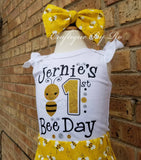 Bee Day Birthday Girl Outfit - Bee Birthday Skirt Set