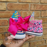 Birthday Bling Shoes - Pink and Turquoise  Birthday Outfit - Custom Shoes - Candy Birthday Outfit - Sweet Shoes Inspired