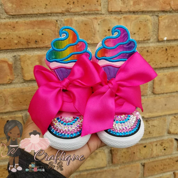 Birthday Bling Shoes - Pink and Turquoise  Birthday Outfit - Custom Shoes - Candy Birthday Outfit - Sweet Shoes Inspired