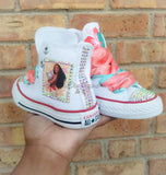Moana Bling Shoes - Birthday Outfit - Custom Shoes - Baby Moana Inspired - Moana Birthday Outfit