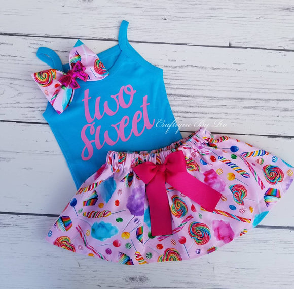 Candy Birthday Outfit, Pink and Turquoise Birthday Outfit Toddler Girl, ANY BIRTHDAY, Sweet One Birthday Outfit, Two Sweet Birthday Outfit