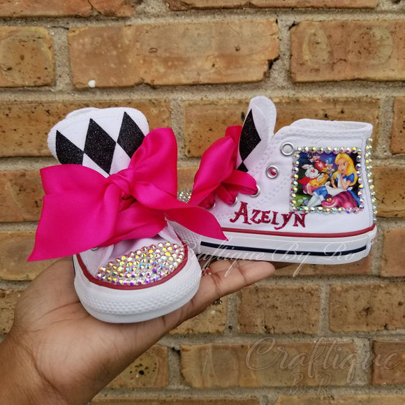 Alice Bling Shoes - Birthday Outfit - Custom Shoes -Moana Inspired - Wonderland Birthday Outfit