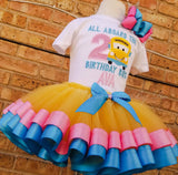 Wheels On The Bus Tutu Set - Wheels on the Bus Shirt - Yellow Bus  Birthday Outfit - School tutu set - 1st Birthday