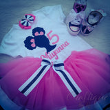 Pink and Black Afro  Doll Puff - Afro Puff Girl Tutu Set -Tutu Set -Birthday Tutu Set - Birthday Outfit - Afro Puff Birthday Outfit