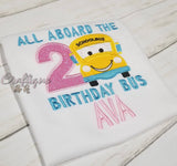 Wheels On The Bus Tutu Set - Wheels on the Bus Shirt - Yellow Bus  Birthday Outfit - School tutu set - 1st Birthday