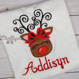 Reindeer Shirt, Embroidered Shirt Girl Reindeer Christmas Shirt, Christmas Kids Shirt, Personalized Kids Christmas Shirt, 1st Christmas