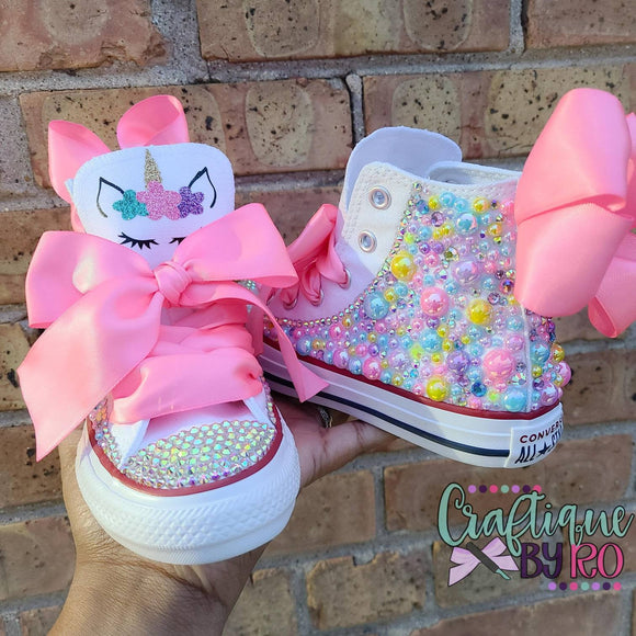 Unicorn Bling Shoes - Birthday Outfit - Custom Shoes -   Shoes - Pastel Unicorn Birthday Outfit Shoes - Pearl Converse