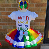 Wild About Being Uno Ribbon Trim Tutu Set - Wild One  Tutu Set - Birthday Outfit - 1st  Birthday Outfit - 1st Birthday Tutu