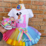 Pastel Rainbow Unicorn Afro Baby- Office Baby Birthday Outfit