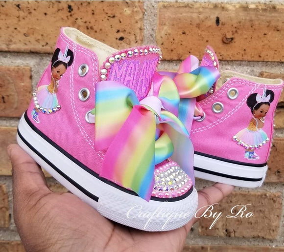 Office Baby Rainbow Unicorn Birthday Bling Shoes - Birthday Outfit - Custom Shoes