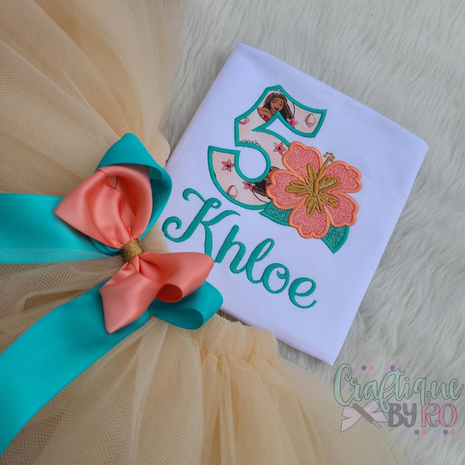 Hawaiian Princess Tutu Set - Moana Costume - Birthday Outfit - Shirt