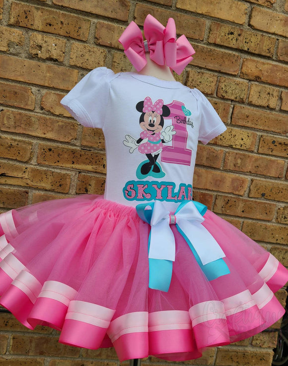 Minnie Mouse Birthday Outfit - Minnie First Birthday Outfit  -  Minnie Mouse Birthday Tutu - Minnie Birthday Tutu - Minnie Shirt