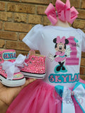 Minnie Mouse Birthday Outfit - Minnie First Birthday Outfit  -  Minnie Mouse Birthday Tutu - Minnie Birthday Tutu - Minnie Shirt