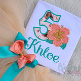 Hawaiian Princess Tutu Set - Moana Costume -  Birthday Outfit - Shirt -  Moana Birthday Outfit -  Moana Birthday Shirt - Moana Dress