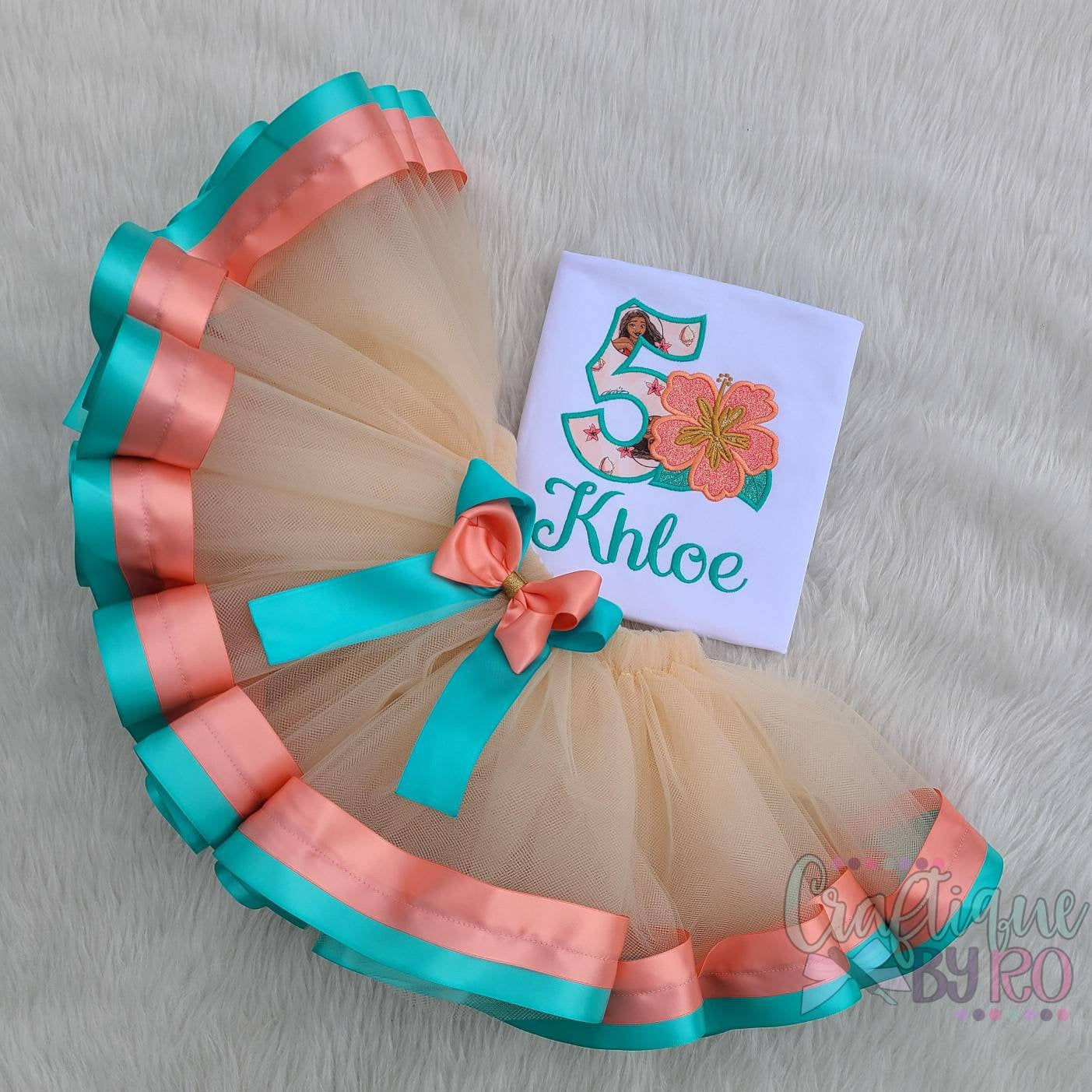 Hawaiian Princess Tutu Set - Moana Costume - Birthday Outfit - Shirt - Craftique By Ro Hawaiian Princess Tutu Set - Moana Costume - Birthday Outfit - Shirt - Craftique By Ro