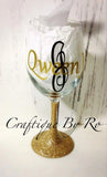 Glitter Stem Wine Glass with Name