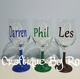 Glitter Stem Wine Glass with Name