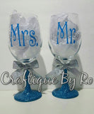 Glitter Stem Couple Wine Glasses with Gift Box