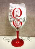 Glitter Stem Wine Glass with Name